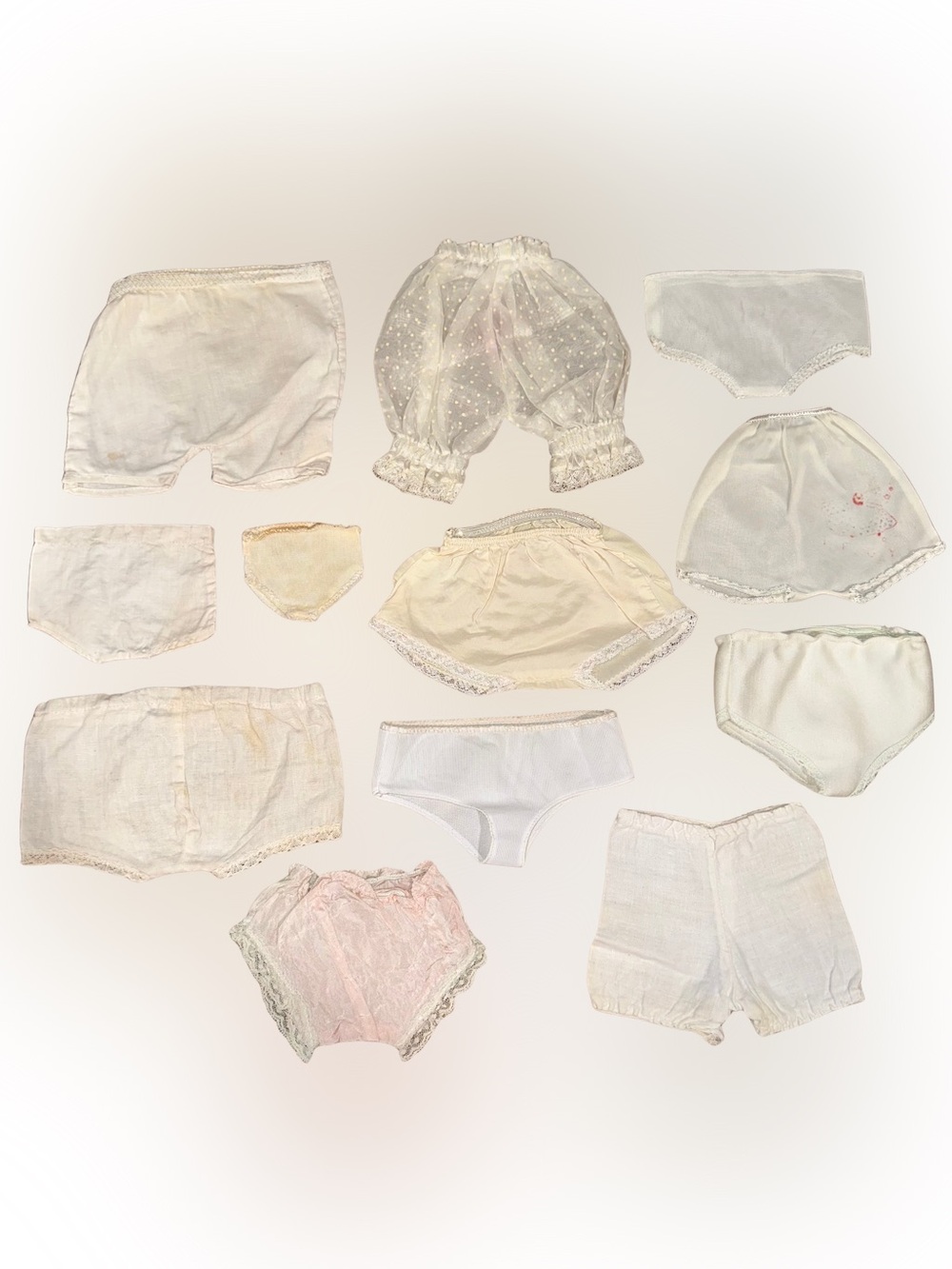 Lot of Vintage 60’s 70’s Doll Panties Underwear Pantaloons Cotton Silk Lace